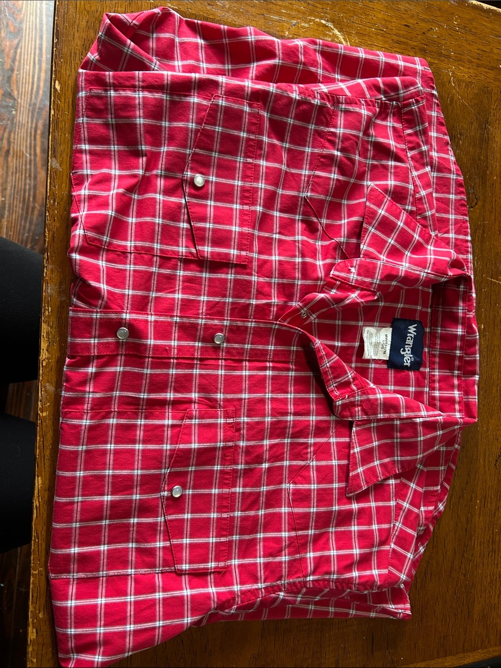 Wrangler Red Plaid Casual Button-Down Shirt